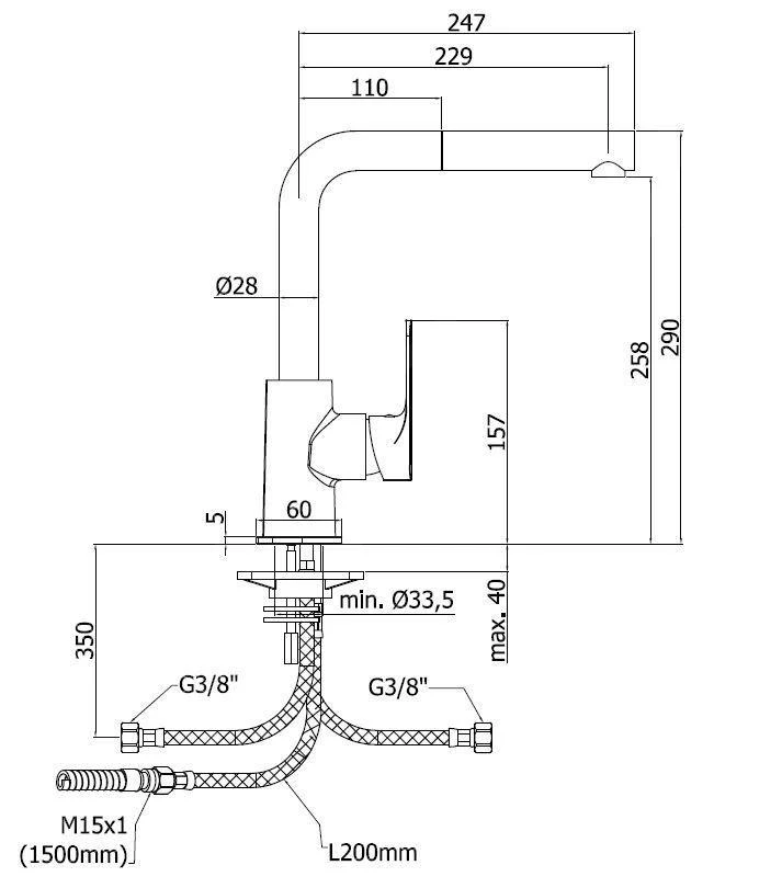 Paffoni Sly - Keukenkraan Met Uittrekbare Handdouche, Chroom SY185CR 4 Paffoni Sly - Keukenkraan Met Uittrekbare Handdouche, Chroom SY185CR - Afbeelding 2