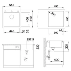Blanco Pleon 5 - Silgranit Spoelbak, 515x510 Mm, Met Afvoerbediening, InFino, Grijs 527317 -Exporteren Kraan Lux Winkel 6c31f55ade37f593742b065a