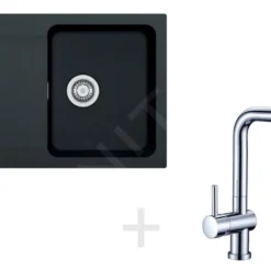 Franke Sets - Spoelbakset T31, Tectonite Spoelbak OID 611-78, Zwart + Keukenkraan Samoa, Chroom 114.0366.061