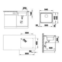 Blanco Etagon 500 - Spoelbak, 540x440 Mm, Met Verschillende Niveaus, Rvs 521841 -Exporteren Kraan Lux Winkel 6e9ed9f007e1b6d377338b5d