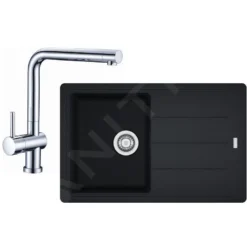 Franke Sets - Spoelbakset G97, BFG 611-78 Graniet Spoelbak, Onyx + Keukenkraan SAMOA, Chroom 114.0439.152