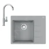 Franke Sets - Set G214, Fragraniet Spoelbak CNG 611-62 TL/2 En Keukenkraan FP 0408.031, Grijze Steen/chroom 114.0650.763