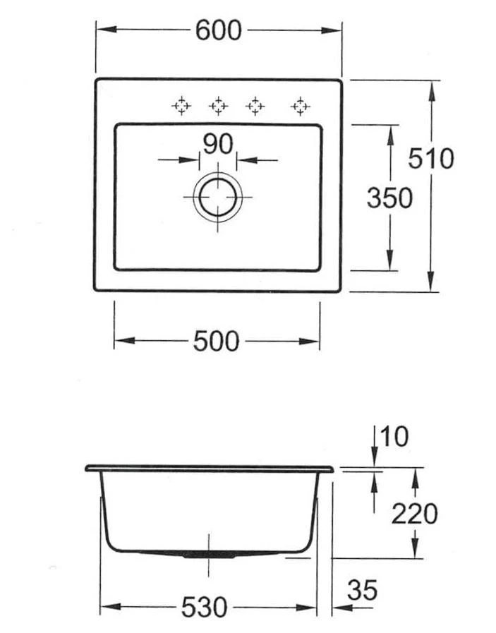Villeroy & Boch Subway 60 - Keramische Spoelbak 60x51 Cm, CeramicPlus, Ebony 330901S5 4 Villeroy & Boch Subway 60 - Keramische Spoelbak 60x51 Cm, CeramicPlus, Ebony 330901S5 - Afbeelding 2