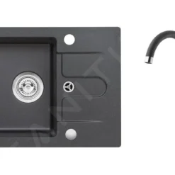 Alveus Sets - Set Granieten Spoelbak Cortina 10 En Keukenkraan Tonia, Carbon SETA21010