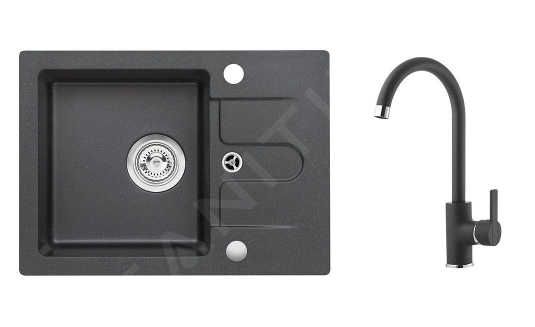 Alveus Sets - Set Granieten Spoelbak Cortina 10 En Keukenkraan Tonia, Carbon SETA21010 3 Alveus Sets - Set Granieten Spoelbak Cortina 10 En Keukenkraan Tonia, Carbon SETA21010