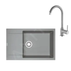 Franke Sets - Keukenset G170, Fragraniet Spoelbak MRG 611-78 BB En Keukenkraan FN 9000.084, Grijze Steen 114.0587.970
