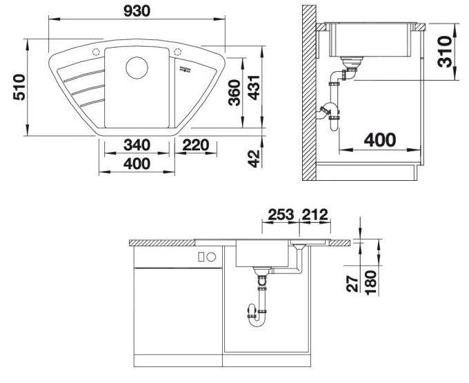 Blanco Zia 9 - Silgranit Spoelbak, 930x510 Mm, Zwart 526031 4 Blanco Zia 9 - Silgranit Spoelbak, 930x510 Mm, Zwart 526031 - Afbeelding 2