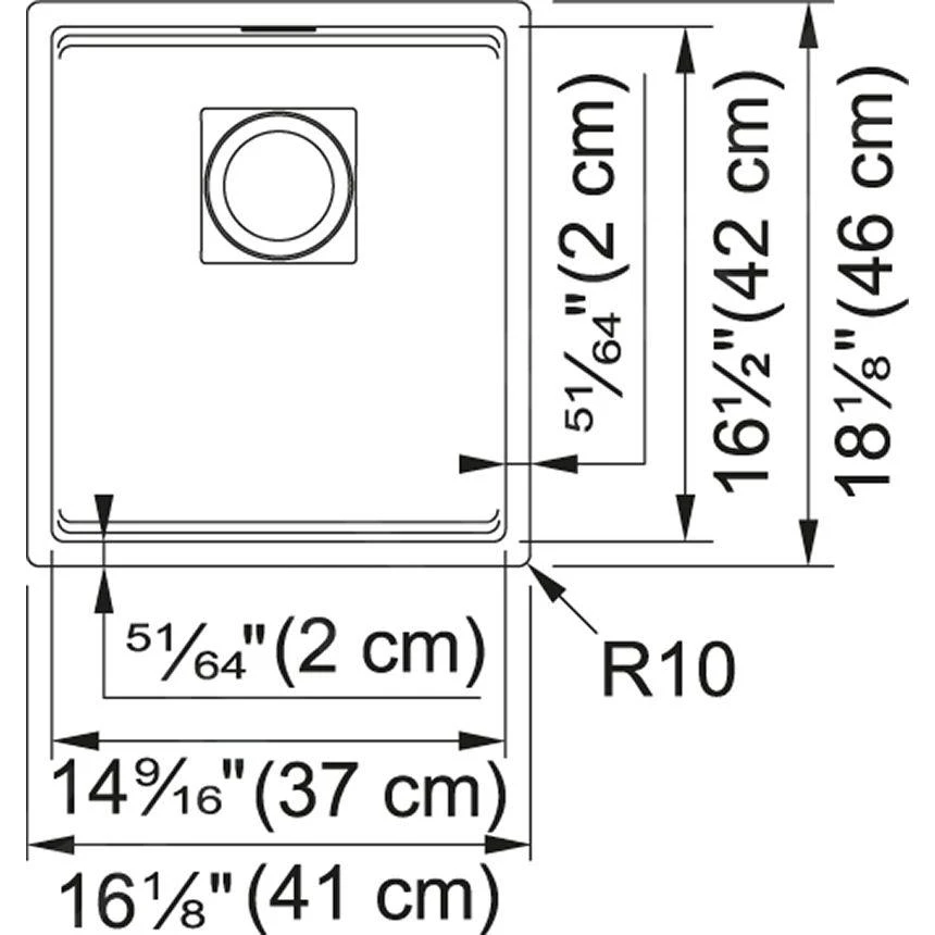Franke Kubus 2 - Fragraniet Spoelbak KNG 110-37, 410x460 Mm, Onyx 125.0670.900 4 Franke Kubus 2 - Fragraniet Spoelbak KNG 110-37, 410x460 Mm, Onyx 125.0670.900 - Afbeelding 2