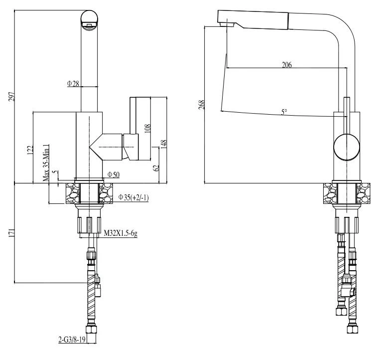 Alveus Siros - Keukenkraan Met Uittrekbare Uitloop, Arctic/rvs 1129046 4 Alveus Siros - Keukenkraan Met Uittrekbare Uitloop, Arctic/rvs 1129046 - Afbeelding 2