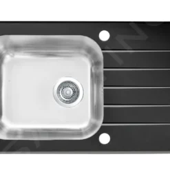 Alveus Altone - Spoelbak 780x435 Mm, Met Draaiknopbediening, Zwart Glas/rvs 1114558