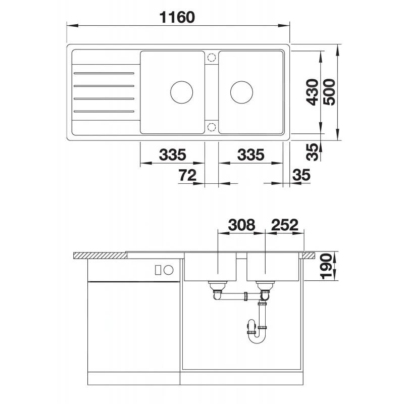 Blanco Legra 8 - Silgranit Spoelbak, 1160x500 Mm, Antraciet 523163 4 Blanco Legra 8 - Silgranit Spoelbak, 1160x500 Mm, Antraciet 523163 - Afbeelding 2