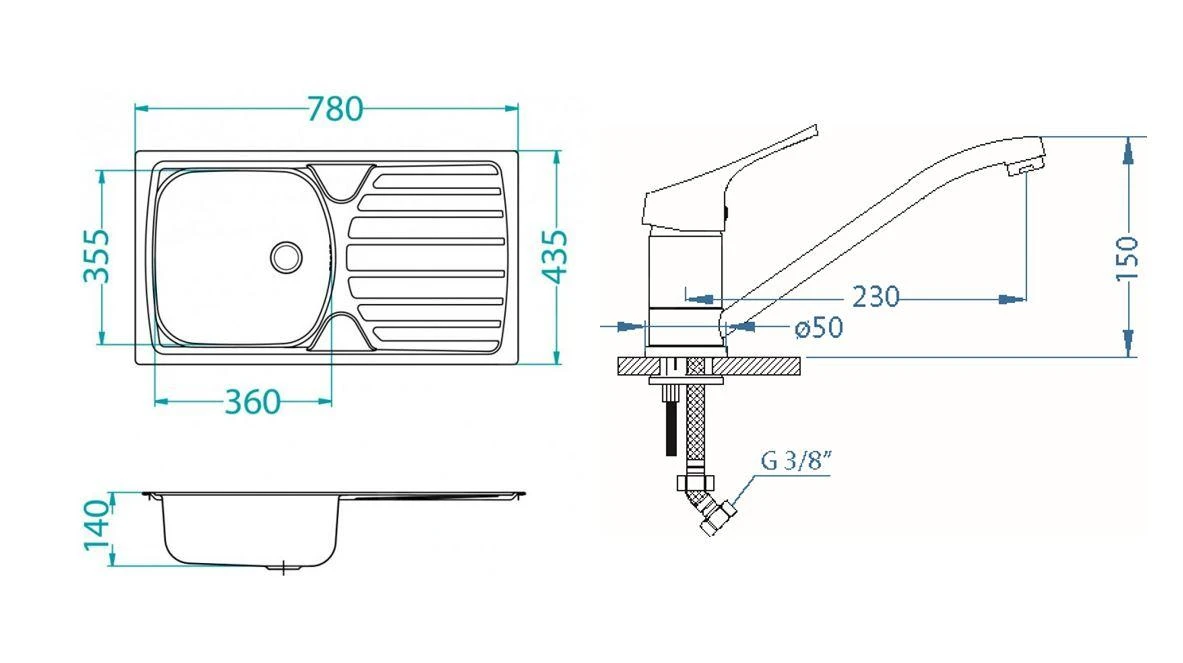 Alveus Sets - Set Spoelbak Basic 170, Keukenkraan Riviera + Cadeau, Chroom SETA259 4 Alveus Sets - Set Spoelbak Basic 170, Keukenkraan Riviera + Cadeau, Chroom SETA259 - Afbeelding 2