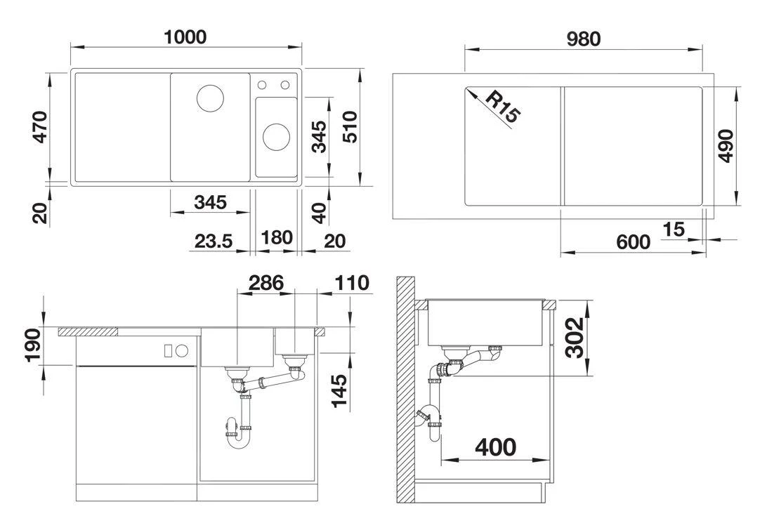Blanco Axia III 6 - Silgranit Spoelbak, 1000x510 Mm, Met Afvoerbediening En Toebehoren, InFino, Zacht Wit 527043 4 Blanco Axia III 6 - Silgranit Spoelbak, 1000x510 Mm, Met Afvoerbediening En Toebehoren, InFino, Zacht Wit 527043 - Afbeelding 2
