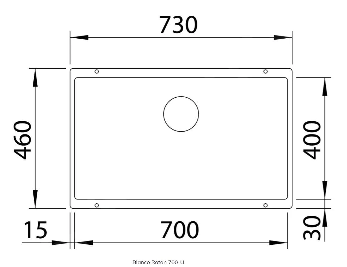 Blanco Rotan 700 - Silgranit Spoelbak, 730x460 Mm, Antraciet 521344 4 Blanco Rotan 700 - Silgranit Spoelbak, 730x460 Mm, Antraciet 521344 - Afbeelding 2