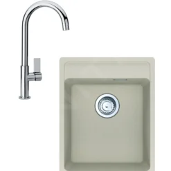 Franke Sets - Set G240, Fragraniet Spoelbak MRG 610-37 RTL En Keukenkraan FP 0408.031, Sahara/chroom 114.0675.649