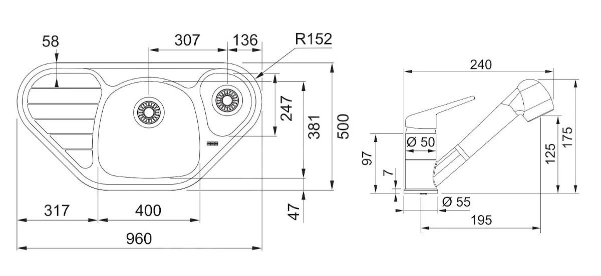 Franke Sets - Set N81, Rvs HoekspoelbakSKX 651 E En Keukenkraan FC 9547.031, Rvs/chroom 101.0618.836 4 Franke Sets - Set N81, Rvs HoekspoelbakSKX 651 E En Keukenkraan FC 9547.031, Rvs/chroom 101.0618.836 - Afbeelding 2