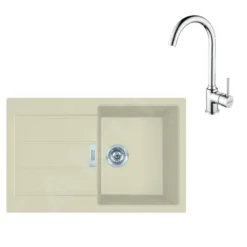 Franke Sets - Keukenset T104, Tectonite Spoelbak S2D 611-78 En Keukenkraan FP 9000.031, Beige/chroom 143.0675.728