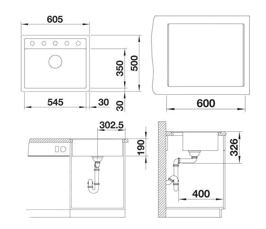 Blanco Dalago 6 - Silgranit Spoelbak, 605x500 Mm, Met Afvoerbediening, Zacht Wit 527064 4 Blanco Dalago 6 - Silgranit Spoelbak, 605x500 Mm, Met Afvoerbediening, Zacht Wit 527064 - Afbeelding 2