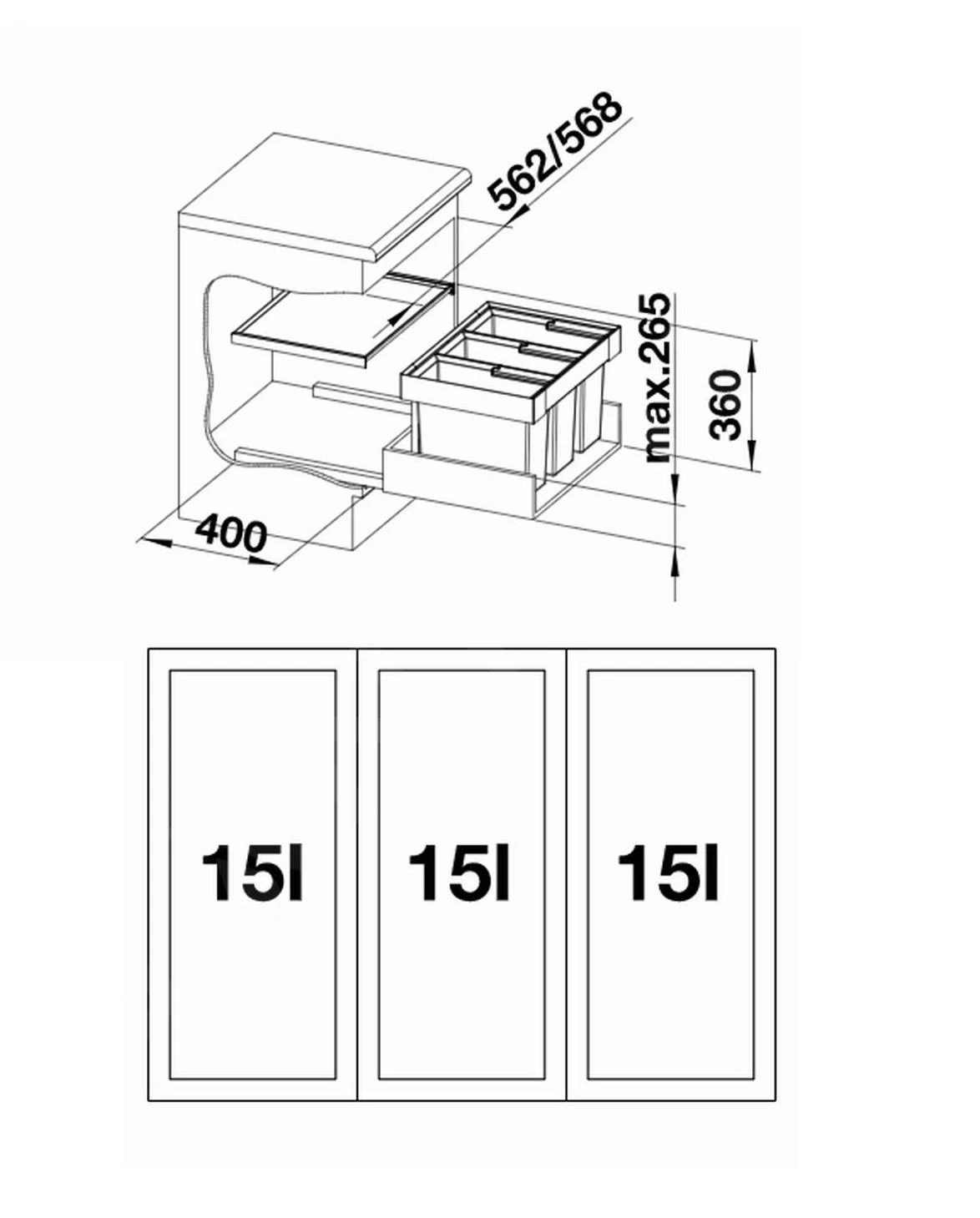 Blanco Flexon II - Afvalsorteersysteem, Met Scheidingswand, Inhoud 45 L 521472 4 Blanco Flexon II - Afvalsorteersysteem, Met Scheidingswand, Inhoud 45 L 521472 - Afbeelding 2