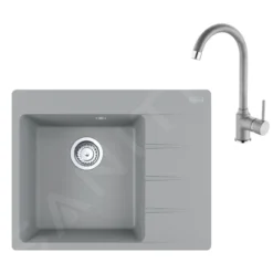 Franke Sets - Set G230, Fragraniet Spoelbak CNG 611-62 TL/2 En Keukenkraan FP 9000.084, Grijze Steen 114.0650.789