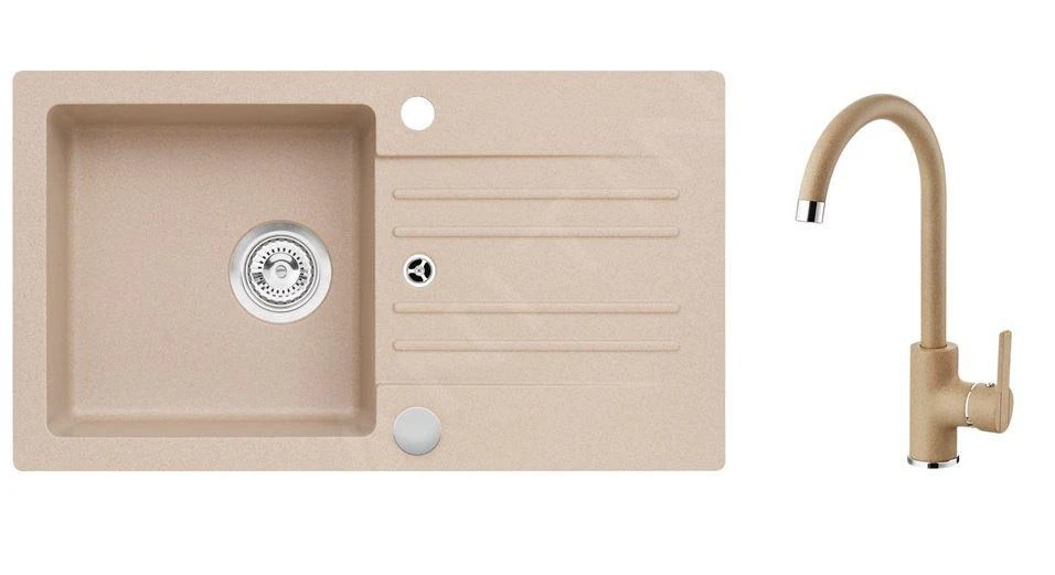 Alveus Sets - Set Granieten Spoelbak Cortina 140 En Keukenkraan Tonia, Beige SETA733 3 Alveus Sets - Set Granieten Spoelbak Cortina 140 En Keukenkraan Tonia, Beige SETA733