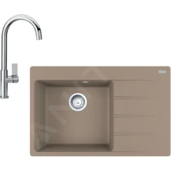 Franke Sets - Set G218, Fragraniet Spoelbak CNG 611-78 TL/2 En Keukenkraan FP 0408.031, Cashmere/chroom 114.0650.814
