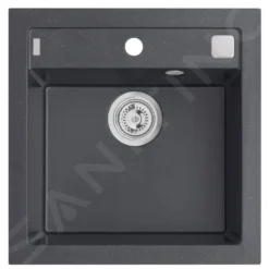 Alveus Formic - Granieten Spoelbak 520x510 Mm, Met Draaiknopbediening, Carbon 1107890