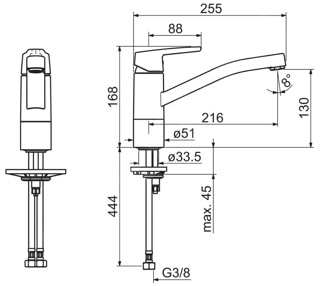 Hansa Polo - Keukenkraan, Chroom 51482293 4 Hansa Polo - Keukenkraan, Chroom 51482293 - Afbeelding 2