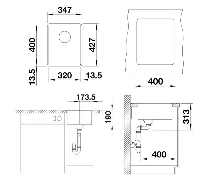 Blanco Subline 320 - Silgranit Spoelbak, 347x427 Mm, InFino, Wit 523419 4 Blanco Subline 320 - Silgranit Spoelbak, 347x427 Mm, InFino, Wit 523419 - Afbeelding 2