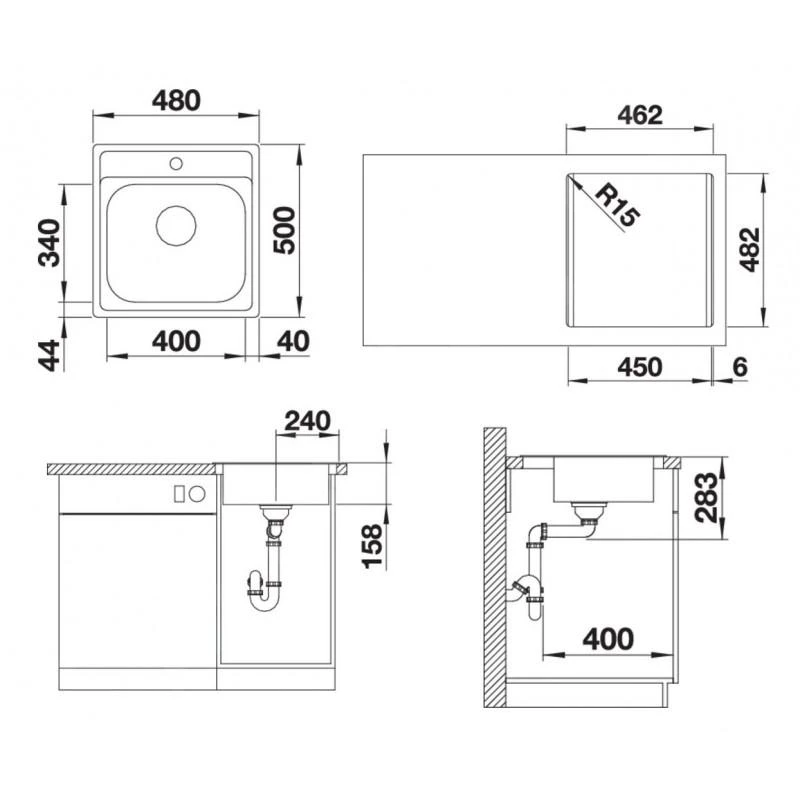 Blanco Dana - Spoelbak, 480x500 Mm, Rvs 525322 4 Blanco Dana - Spoelbak, 480x500 Mm, Rvs 525322 - Afbeelding 2