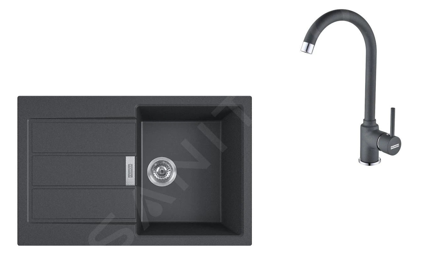 Franke Sets - Set T84, Tectonite Spoelbak S2D 611-78, Zwart + Keukenkraan FP 9000, Onyx NEW 143.0618.726 3 Franke Sets - Set T84, Tectonite Spoelbak S2D 611-78, Zwart + Keukenkraan FP 9000, Onyx NEW 143.0618.726