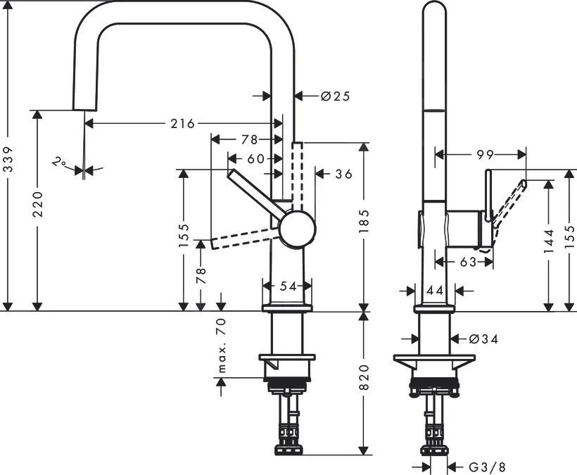 Hansgrohe M54 - Keukenkraan Talis, Mat Zwart 72806670 4 Hansgrohe M54 - Keukenkraan Talis, Mat Zwart 72806670 - Afbeelding 2