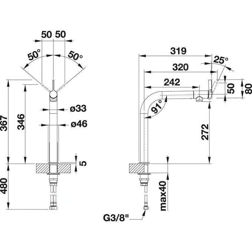 Blanco Vonda - Keukenkraan, Geborsteld Rvs 518435 4 Blanco Vonda - Keukenkraan, Geborsteld Rvs 518435 - Afbeelding 2