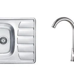 Alveus Sets - Set Spoelbak Zoom 10, Keukenkraan Karina + Cadeau, Chroom SETA267