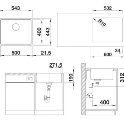Blanco Subline 500 - Silgranit Spoelbak, 543x443 Mm, Met Draaiknopbediening, SteelFrame, Wit 524109 -Exporteren Kraan Lux Winkel a3f505c61914010ab3cd07cc
