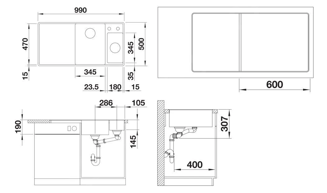 Blanco Axia III 6 - Silgranit Spoelbak, 990x500 Mm, Met Afvoerbediening En Toebehoren, InFino, Zacht Wit 527048 4 Blanco Axia III 6 - Silgranit Spoelbak, 990x500 Mm, Met Afvoerbediening En Toebehoren, InFino, Zacht Wit 527048 - Afbeelding 2