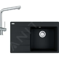 Franke Sets - Set G224, Fragraniet Spoelbak CNG 611-78 TL/7 En Keukenkraan Samoa, Onyx/chroom 114.0650.801