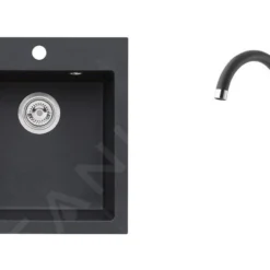 Alveus Sets - Set Granieten Spoelbak Cortina 20 En Keukenkraan Tonia, Carbon SETA737