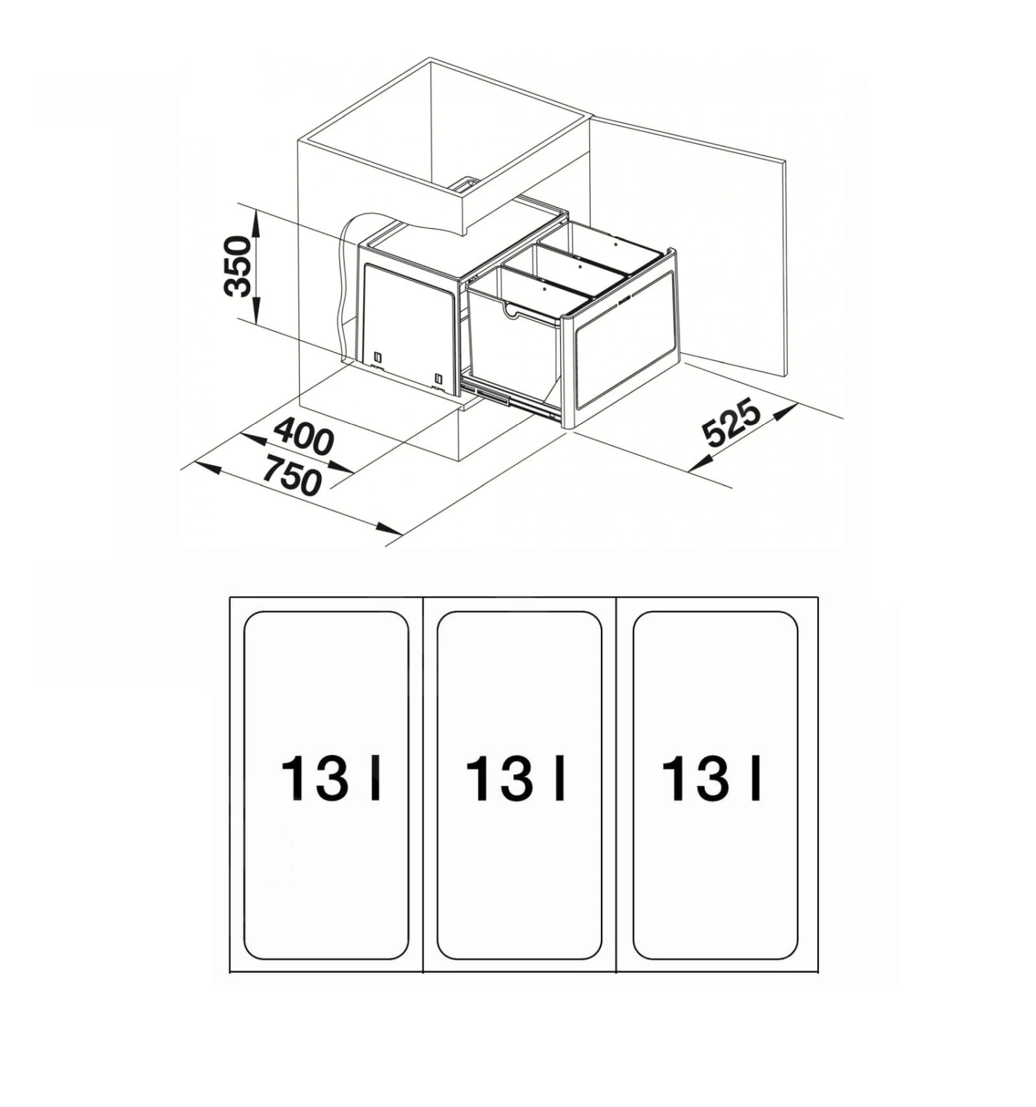 Blanco Botton Pro - Afvalsorteersysteem, Met Scheidingswand, Inhoud 39 L 517469 4 Blanco Botton Pro - Afvalsorteersysteem, Met Scheidingswand, Inhoud 39 L 517469 - Afbeelding 2