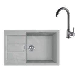 Franke Sets - Keukenset T107, Tectonite Spoelbak S2D 611-78 XL En Keukenkraan FP 9000.084, Grijs 143.0675.737