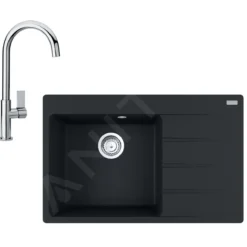 Franke Sets - Set G218, Fragraniet Spoelbak CNG 611-78 TL/2 En Keukenkraan FP 0408.031, Mat Zwart/chroom 114.0650.818