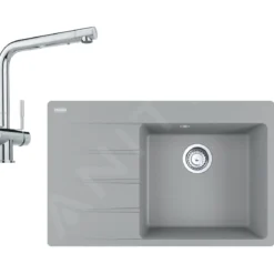 Franke Sets - Set G224, Fragraniet Spoelbak CNG 611-78 TL/7 En Keukenkraan Samoa, Grijze Steen/chroom 114.0650.802