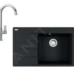 Franke Sets - Set G226, Fragraniet Spoelbak CNG 611-78 TL/7 En Keukenkraan FP 0408.031, Onyx/chroom 114.0650.821