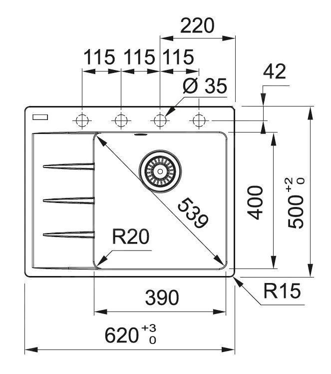 Franke Sets - Set G215, Fragraniet Spoelbak CNG 611-62 TL/2 En Keukenkraan FC 3055.901, Mat Zwart/chroom 114.0675.669 4 Franke Sets - Set G215, Fragraniet Spoelbak CNG 611-62 TL/2 En Keukenkraan FC 3055.901, Mat Zwart/chroom 114.0675.669 - Afbeelding 2