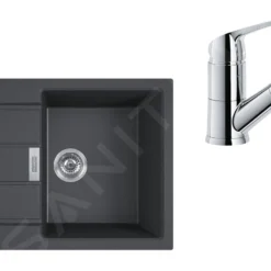 Franke Sets - Set T83, Tectonite Spoelbak S2D 611-78 En Keukenkraan FN 0642.031 ECO, Zwart/chroom 143.0618.721