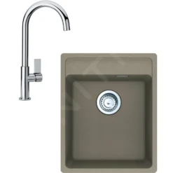 Franke Sets - Set G240, Fragraniet Spoelbak MRG 610-37 RTL En Keukenkraan FP 0408.031, Kasjmier/chroom 114.0675.650