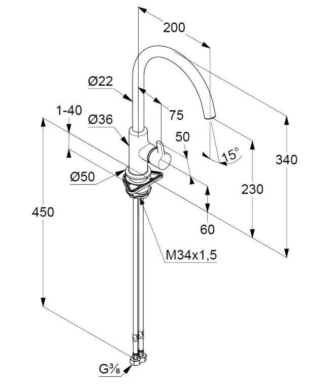 Kludi Bingo Star XS - Keukenkraan, Mat Zwart 468033978 4 Kludi Bingo Star XS - Keukenkraan, Mat Zwart 468033978 - Afbeelding 2