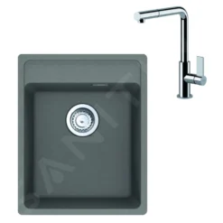 Franke Sets - Set G243, Fragraniet Spoelbak MRG 610-37 RTL En Keukenkraan FN 7394.031, Grijze Steen/chroom 114.0675.653