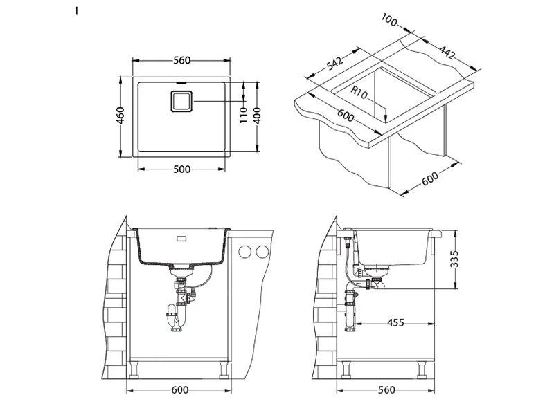 Alveus Quadrix Granital - Granieten Spoelbak 560x460 Mm, Met Draaiknopbediening, Arctic 1128394 4 Alveus Quadrix Granital - Granieten Spoelbak 560x460 Mm, Met Draaiknopbediening, Arctic 1128394 - Afbeelding 2