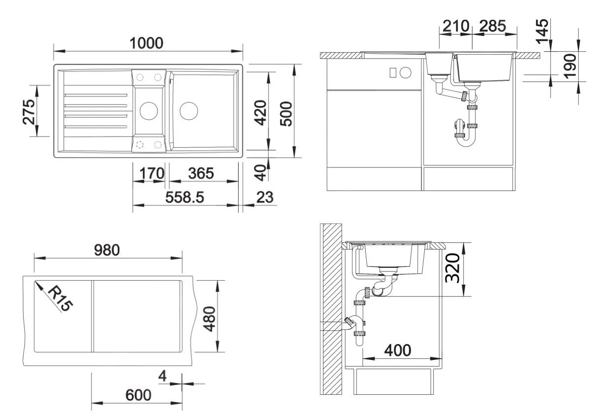 Blanco Lexa 6 - Silgranit Spoelbak, 1000x500 Mm, Met Toebehoren, InFino, Zwart 525903 4 Blanco Lexa 6 - Silgranit Spoelbak, 1000x500 Mm, Met Toebehoren, InFino, Zwart 525903 - Afbeelding 2